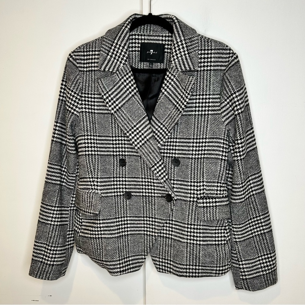 7 For All Mankind Mixed Plaid Classic Blazer